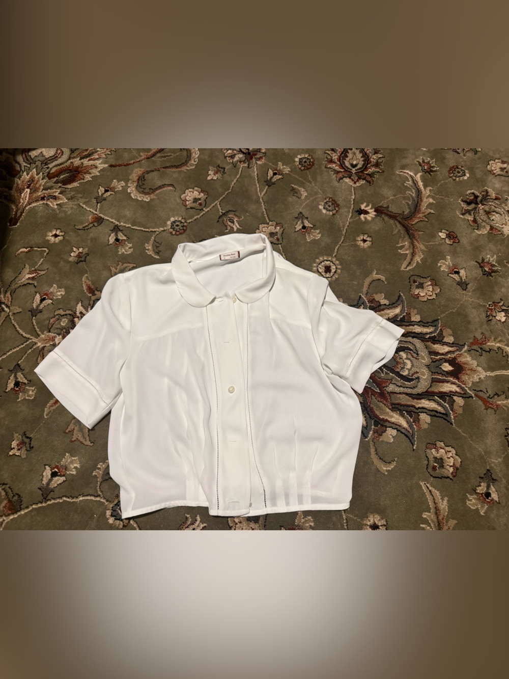 Sunday Best White Short-Sleeve Button Front Top
